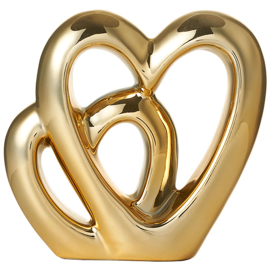 Metallic Two Hearts Ornament Gold/Silver