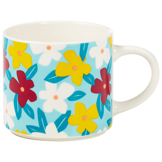 Flowers Aqua Stoneware Mug 480mL