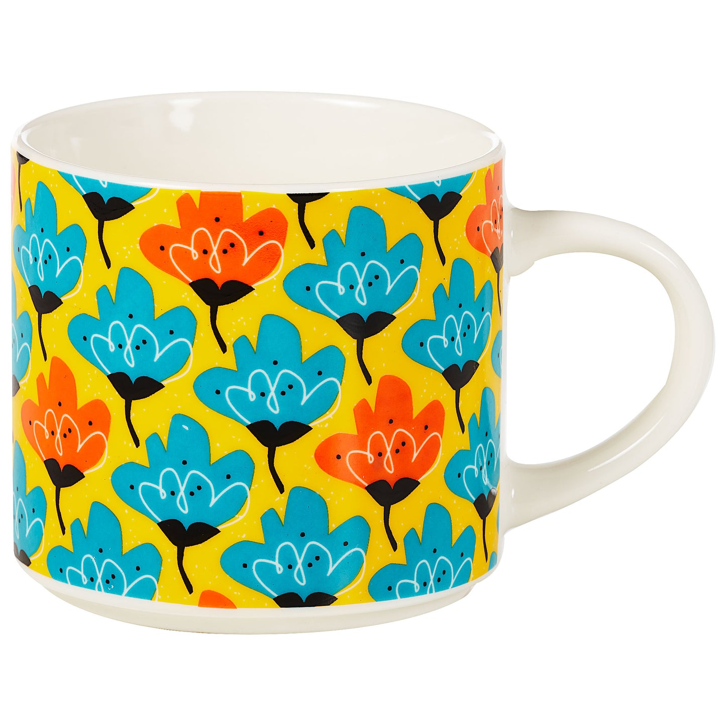 Flowers Yellow Stoneware Mug 480mL