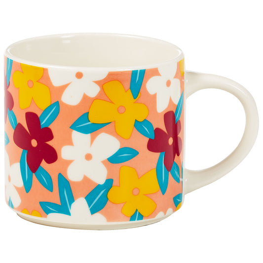 Flowers Pink Stoneware Mug 480mL