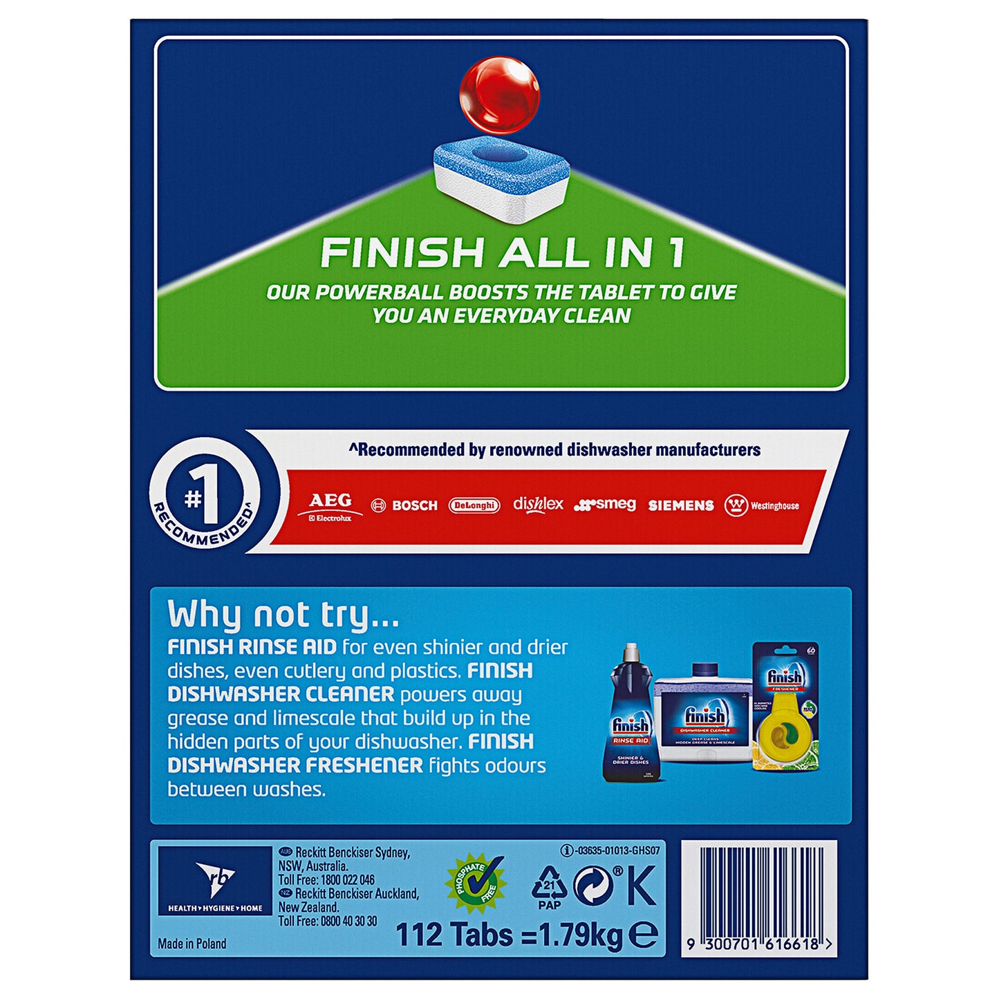 Finish All-In-1 Powerball Tablets Lemon 112pk