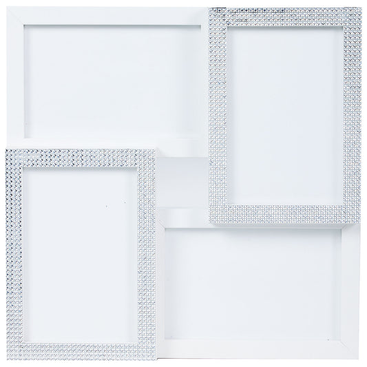 4-Window Collage Frame Diamante White