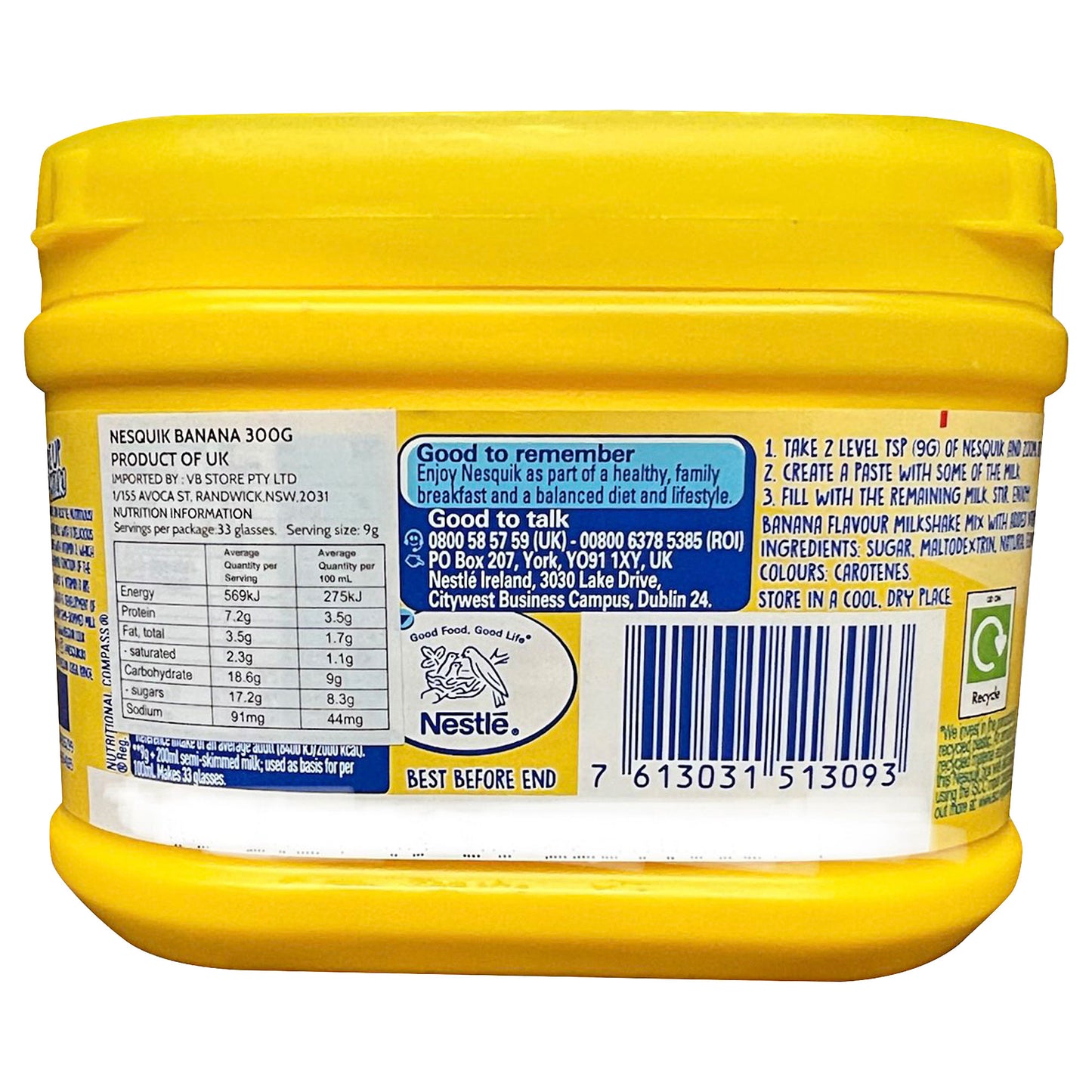 Nesquik Banana Flavour Milkshake Powder 300g