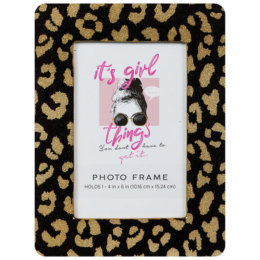 Lacquer Animal Print Frame 4x6" Black/Pink