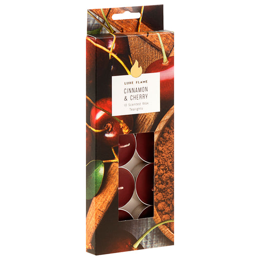 Tealight Candles Cinnamon Cherry Scented 10pk