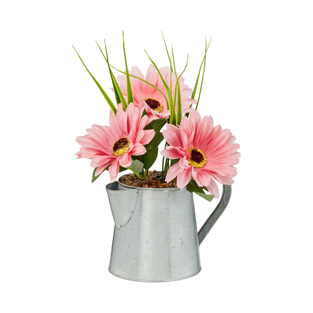 Sunflower in Metal Jug Cream/Pink