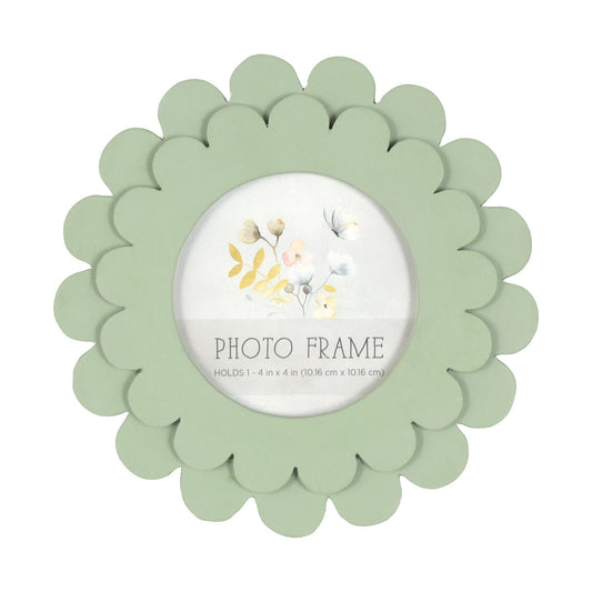 Daisy Shape Photo Frame Green/Blue 4X4"