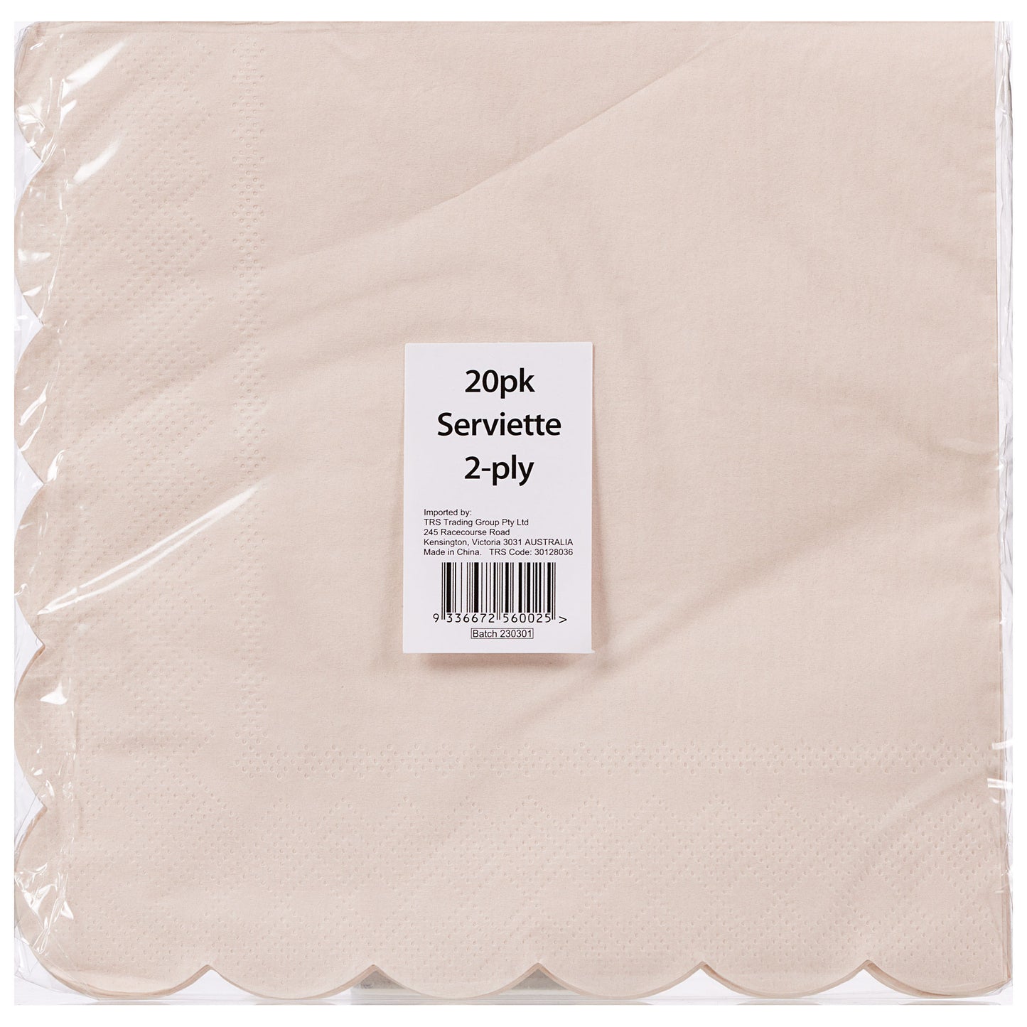 Scalloped Edge Napkin Pearl 2ply 20pk