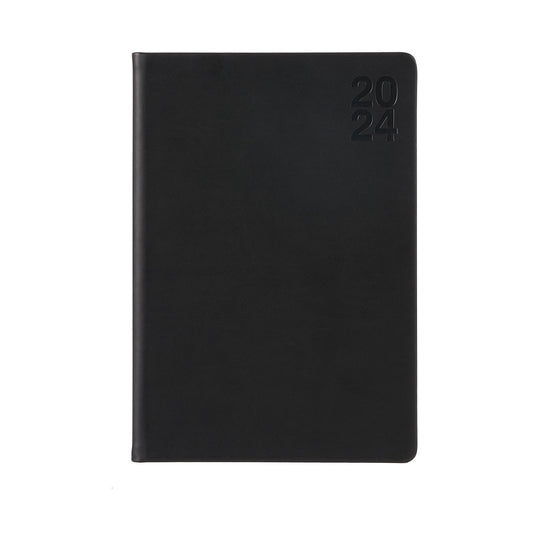 Week View Embossed PU Diary 24 A5 Black