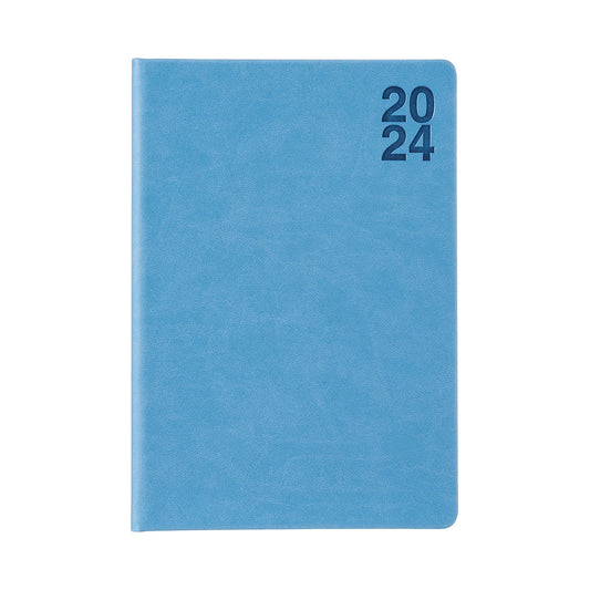 Week View PU Diary 2024 A5 Green & Blue