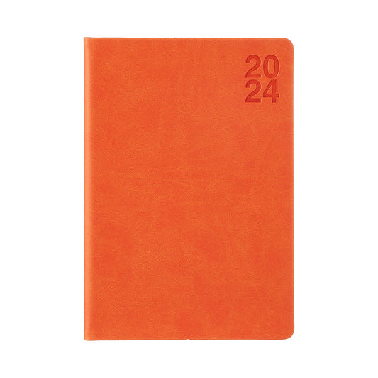 Week View PU Diary 2024 A5 Pink & Orange