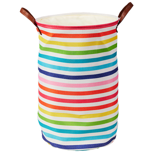 Rainbow Stripe Round Laundry Hamper