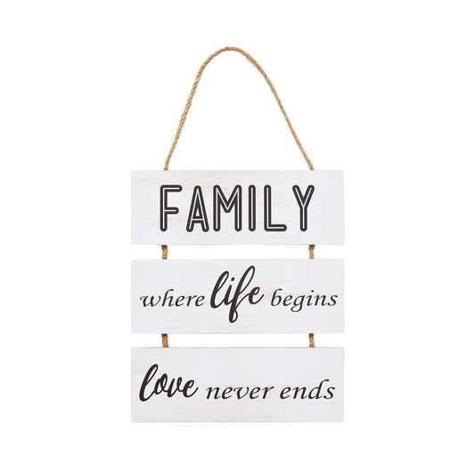 Family Where Life Begins Hanging Plaque