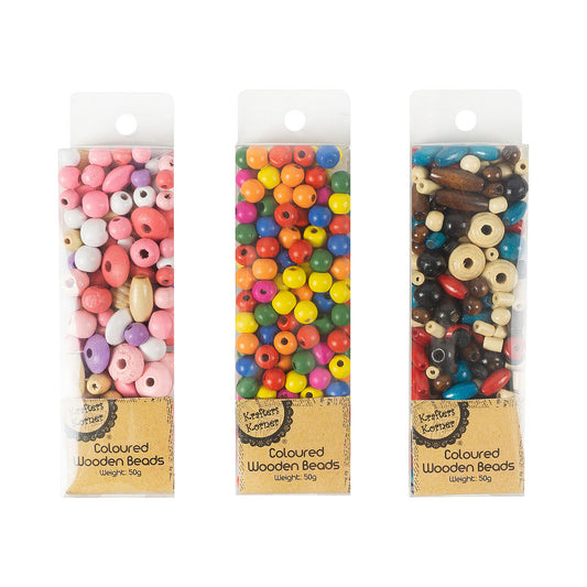 Coloured Wooded Beads Assorted