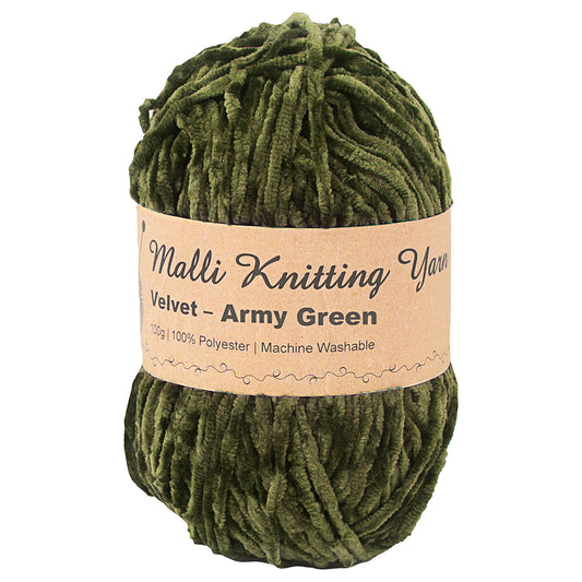 Army Green Velvet Yarn 100g