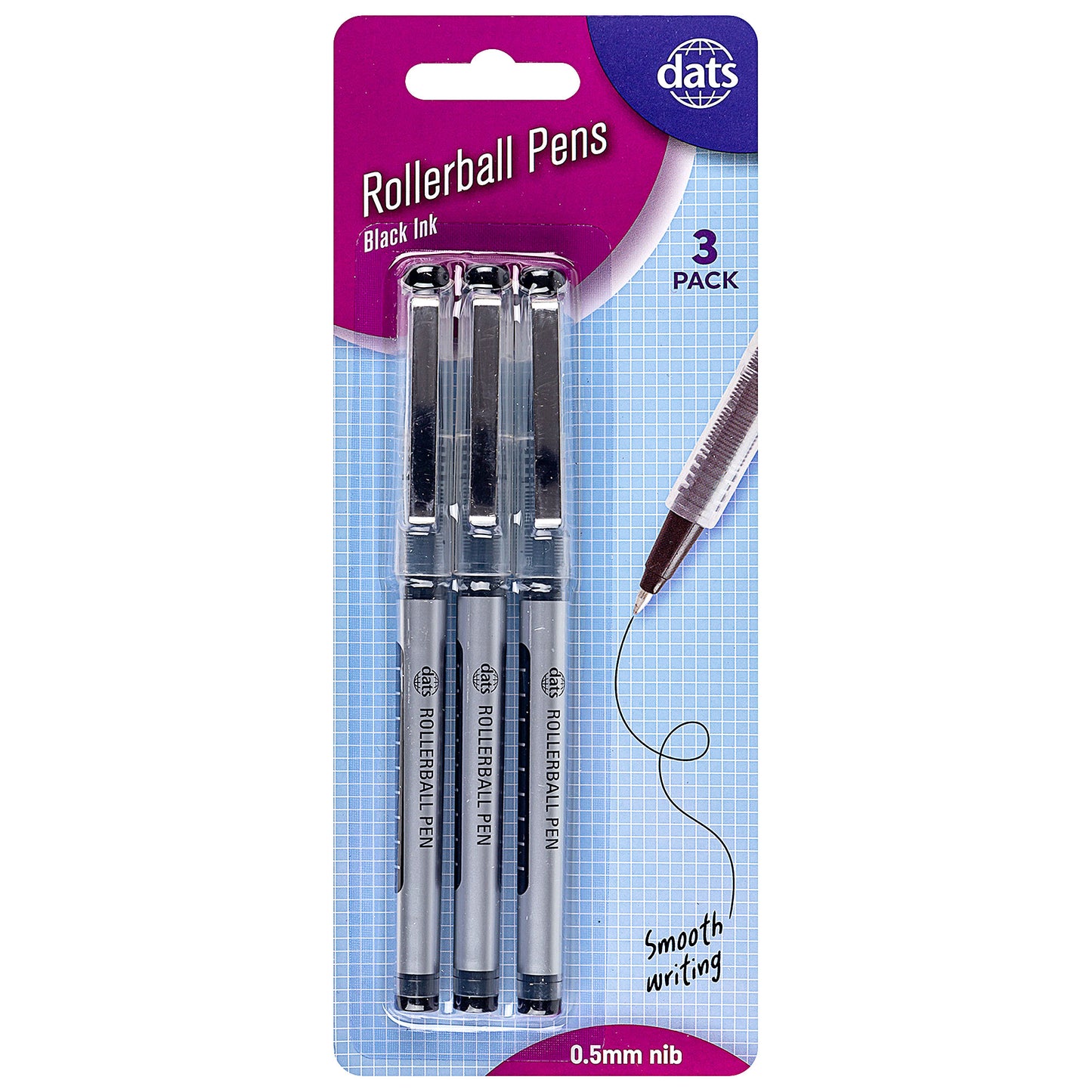 Rollerball Pen Black 3pk