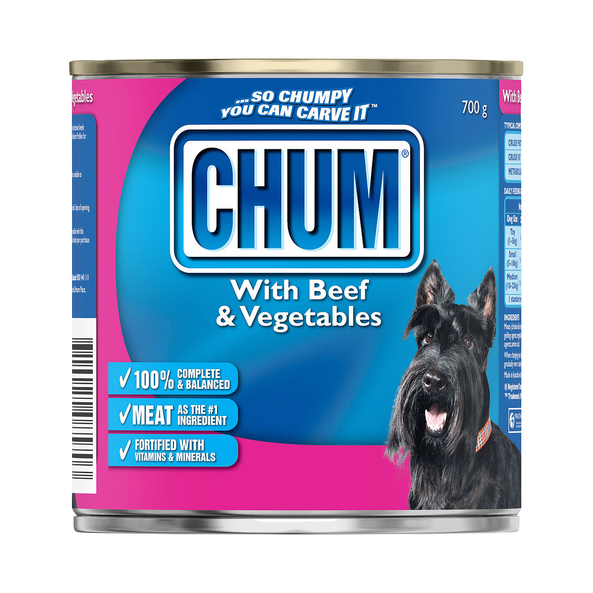 Chum Dog Food Beef And Vegetables 700g