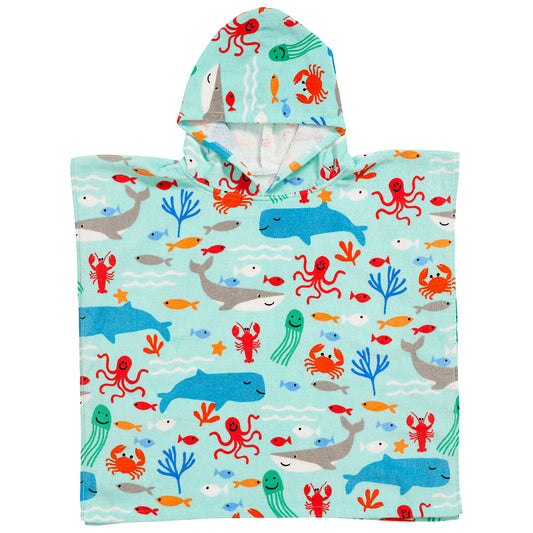 Kids' Hooded Velour Towel Ocean Life 60x120cm