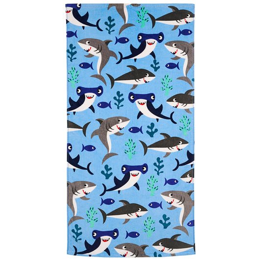 Kids' Cotton Velour Towel Sharky 60x120cm