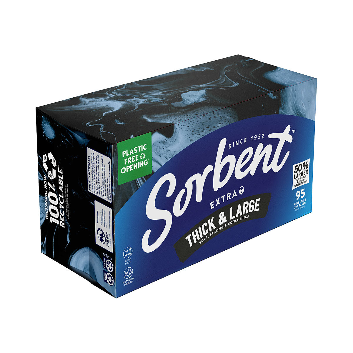 Sorbent Tissues Thick & Large 95pk Assorted