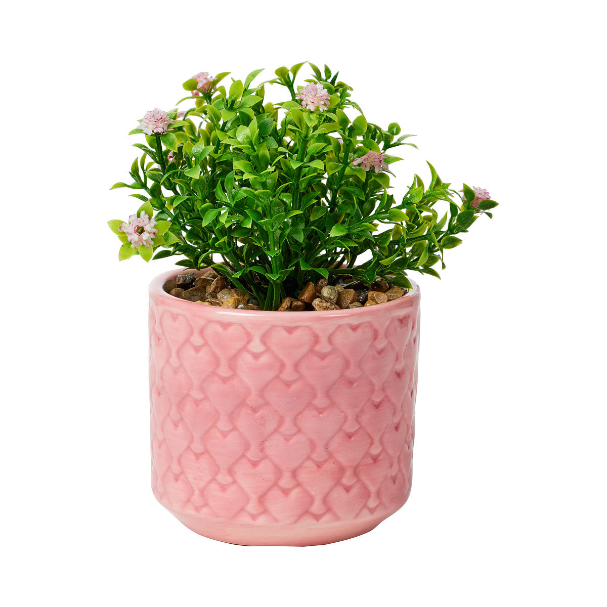 Faux Mini Shrub in Patterned Pot Pink/Blue