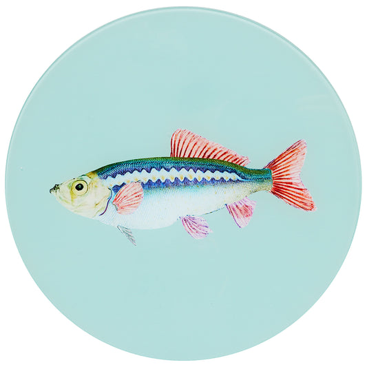 Round Glass Cutting Board Fish 31cm
