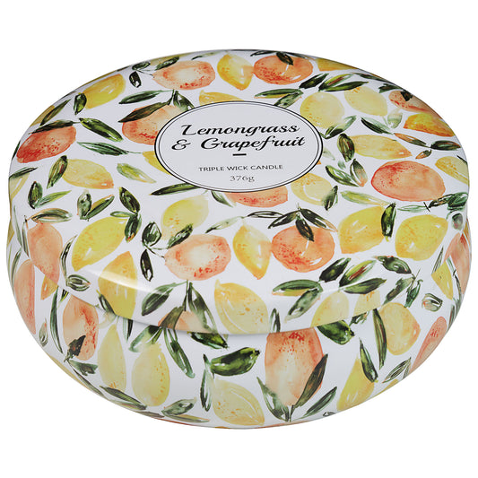 Printed Tin 3-Wick Candle Citrus