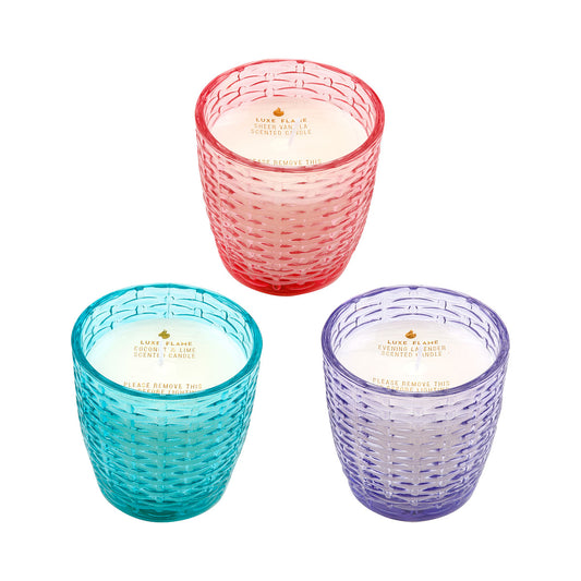 Pattern Colour Glass Candle Assorted 7x7cm