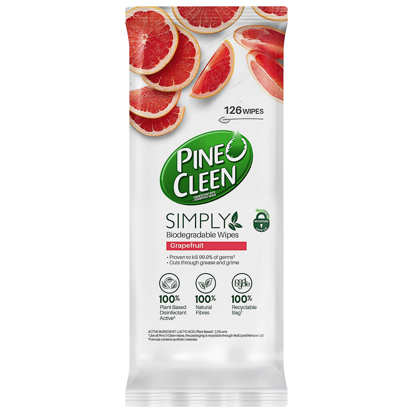 Pine O Cleen Biodegradable Wipes Grapefruit 126pk