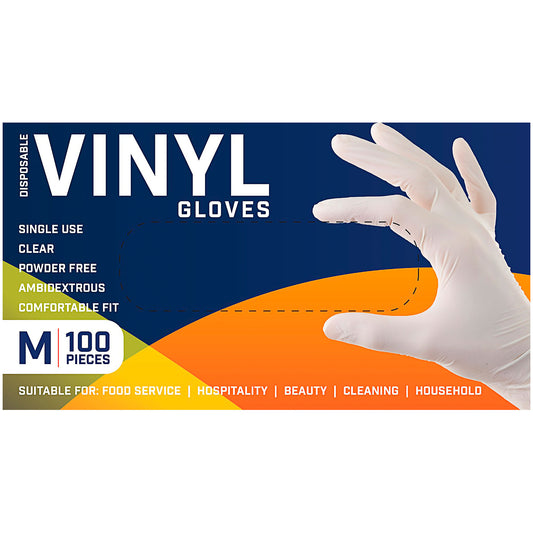 Vinyl Disposable Gloves Medium 100pk