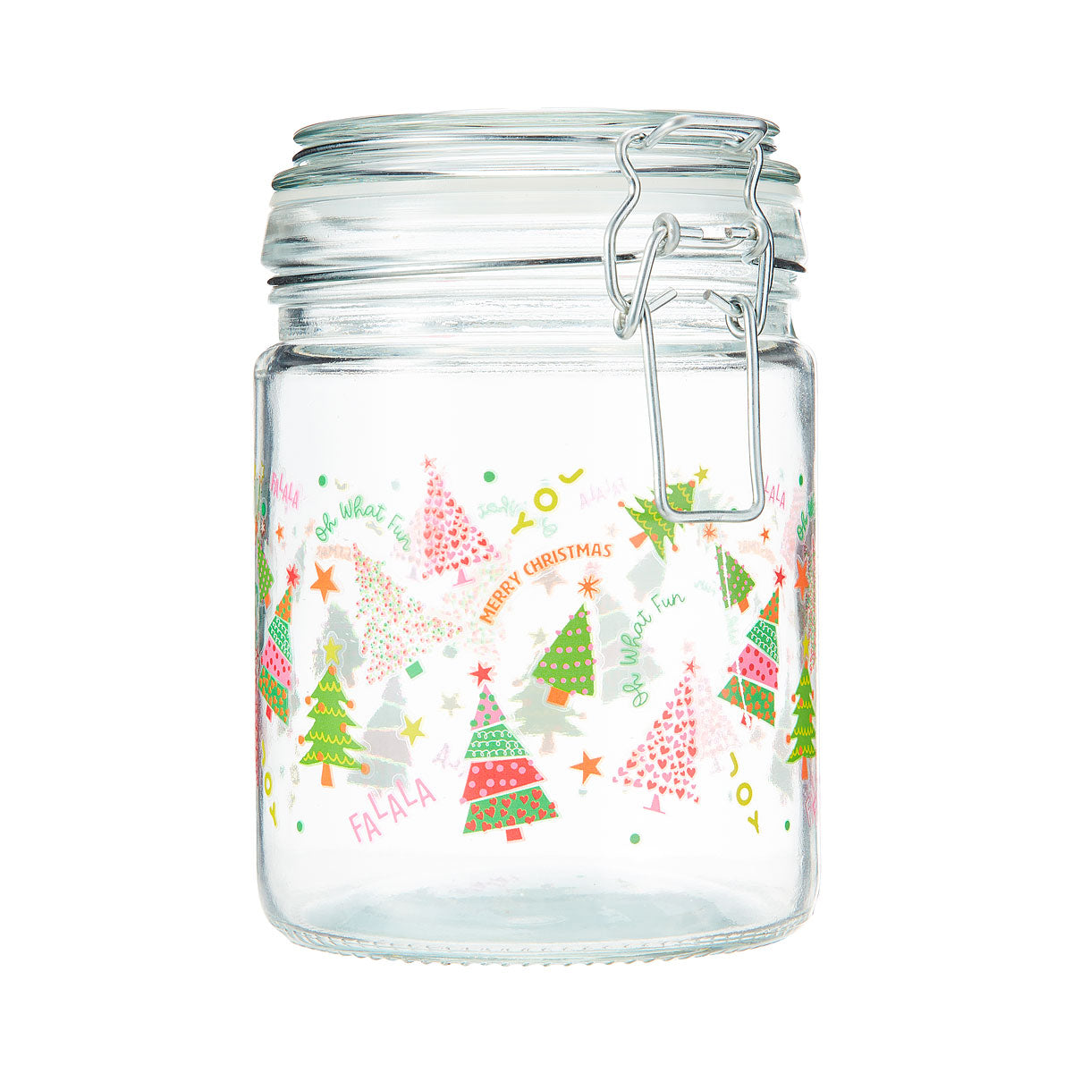 Christmas Clip Top Glass Jar 700mL Assorted