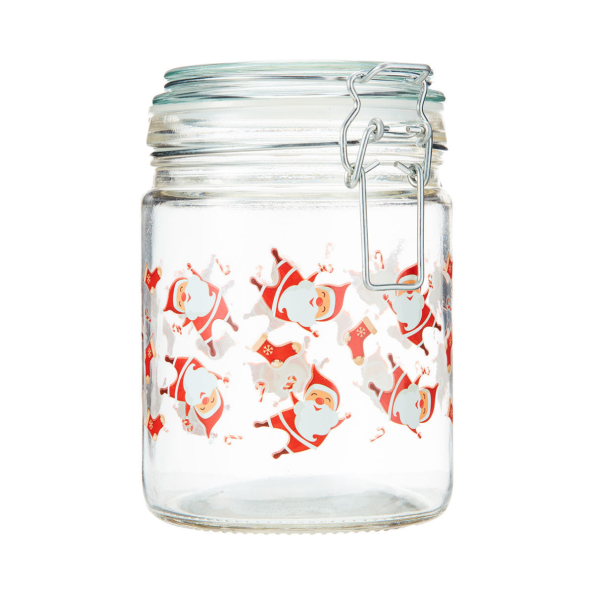 Christmas Clip Top Glass Jar 700mL Assorted