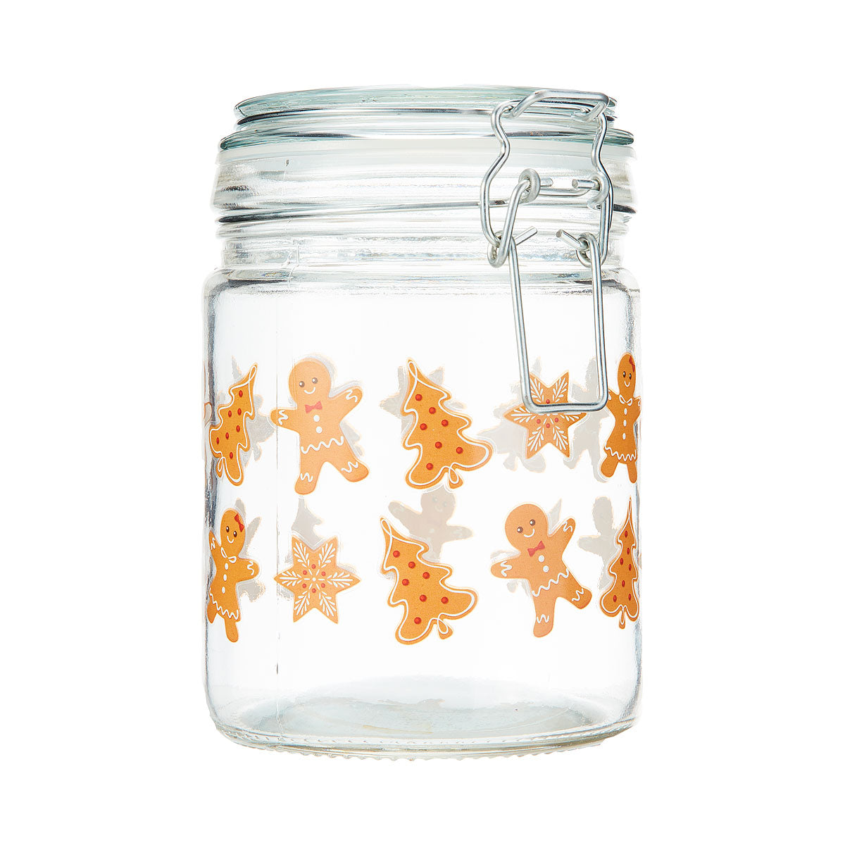 Christmas Clip Top Glass Jar 700mL Assorted