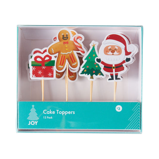 Christmas Cake Toppers 12pk