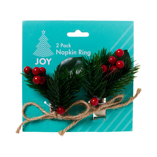 Napkin Ring Holly 2pk