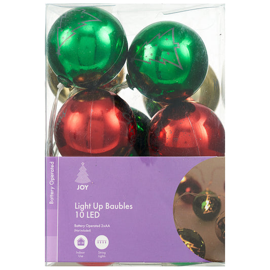 Battery-Operated Light-Up Baubles 10pk