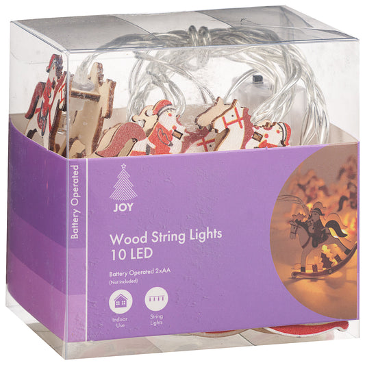 Battery-Operated LED Christmas Wood Light 10pk Assorted