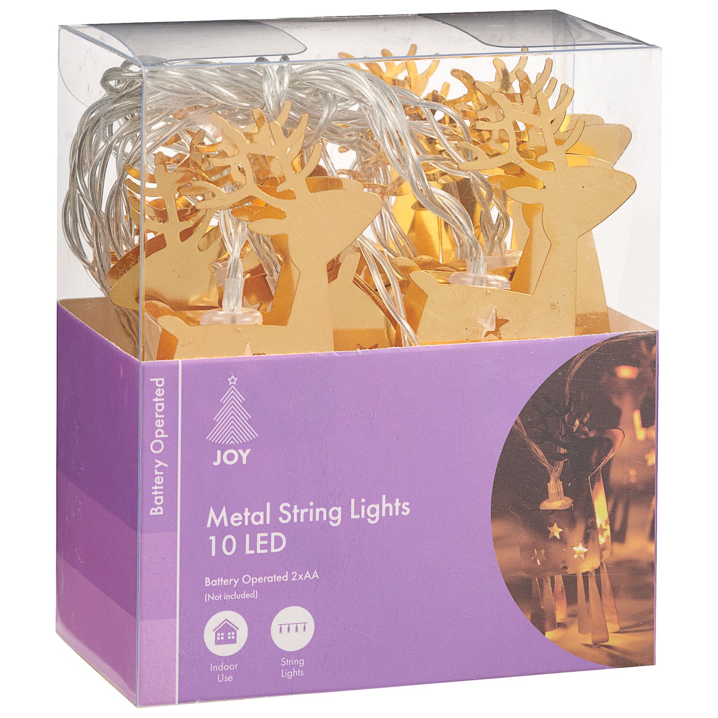 Christmas Battery-Operated Metal String Light 10 LED Assorted