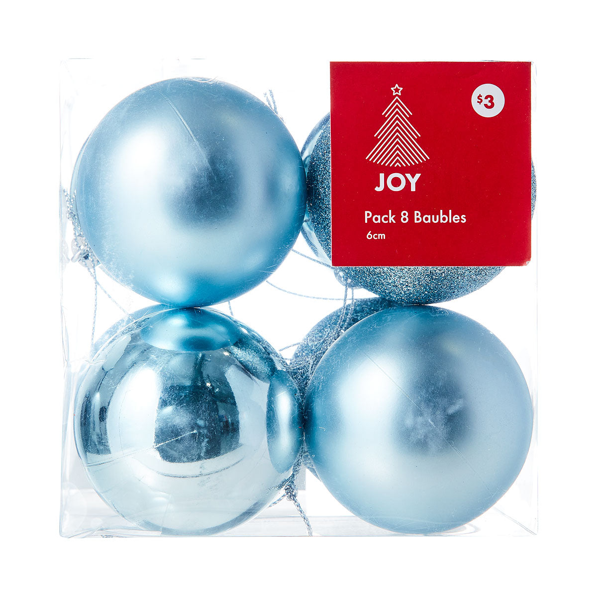 Christmas Baubles Mix 1 6cm 8pk Assorted