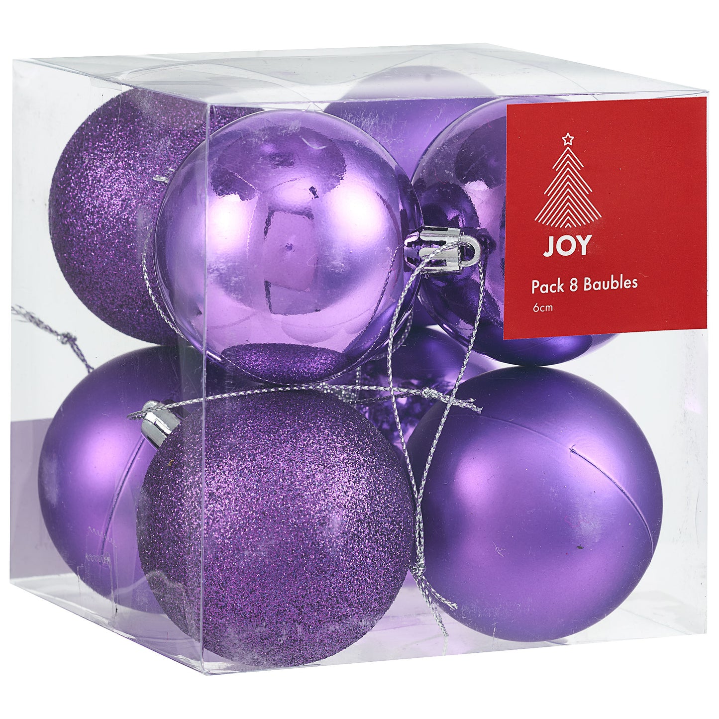 Christmas Baubles Mix 1 6cm 8pk Assorted