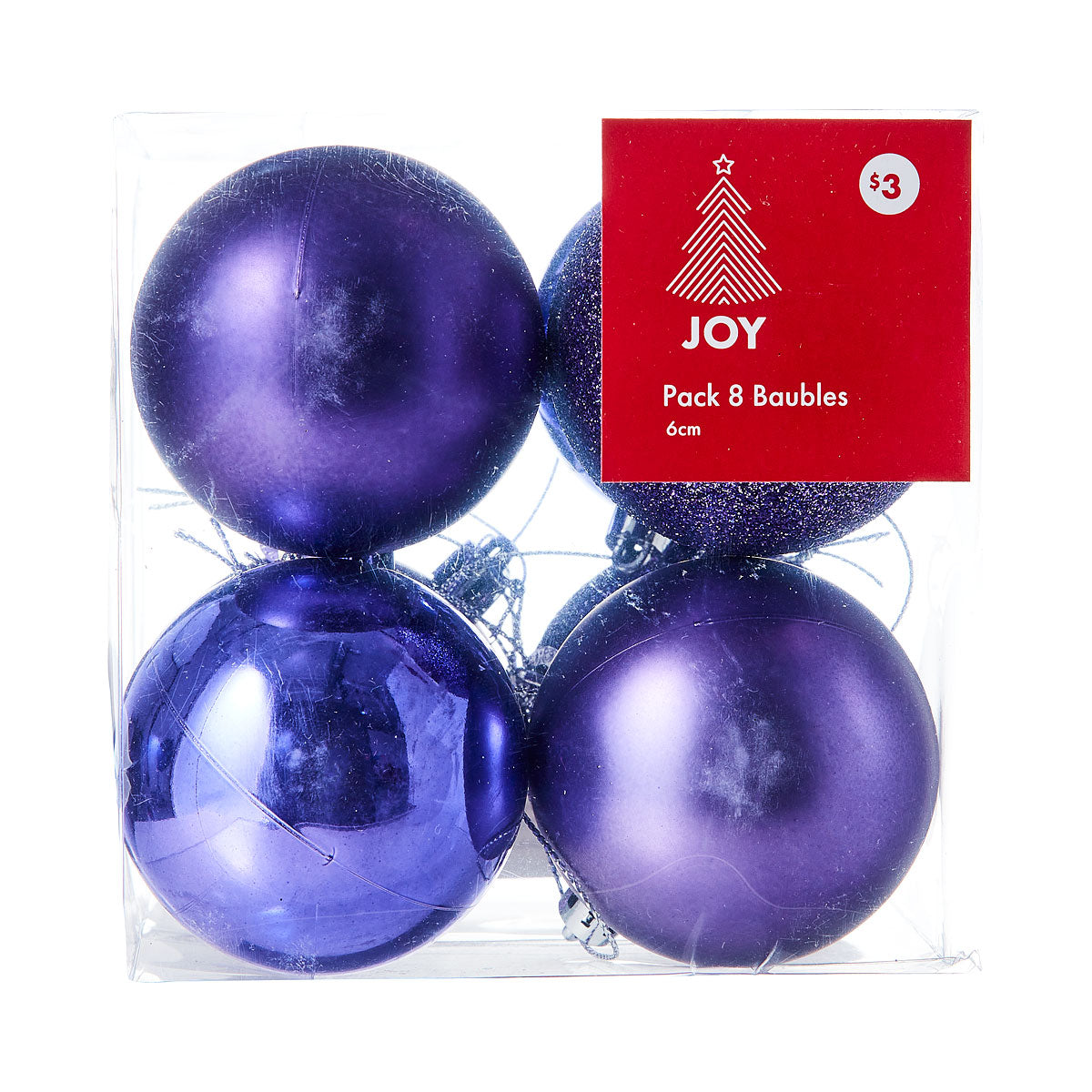 Christmas Baubles Mix 2 6cm 8pk Assorted