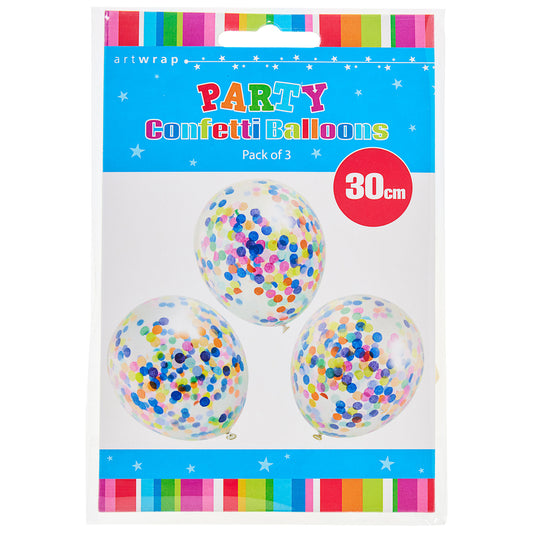 Balloon Confetti Multi 30cm 3pk