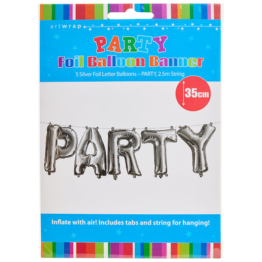 Balloon Foil Banner Silver Party 35cm