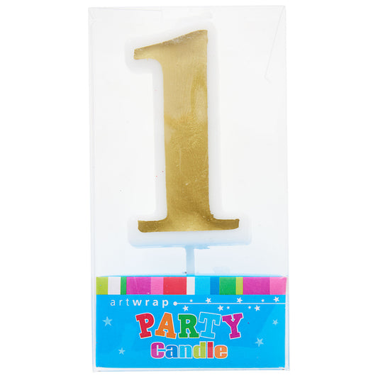 Artwrap Number 1 Glitter Candle - Gold