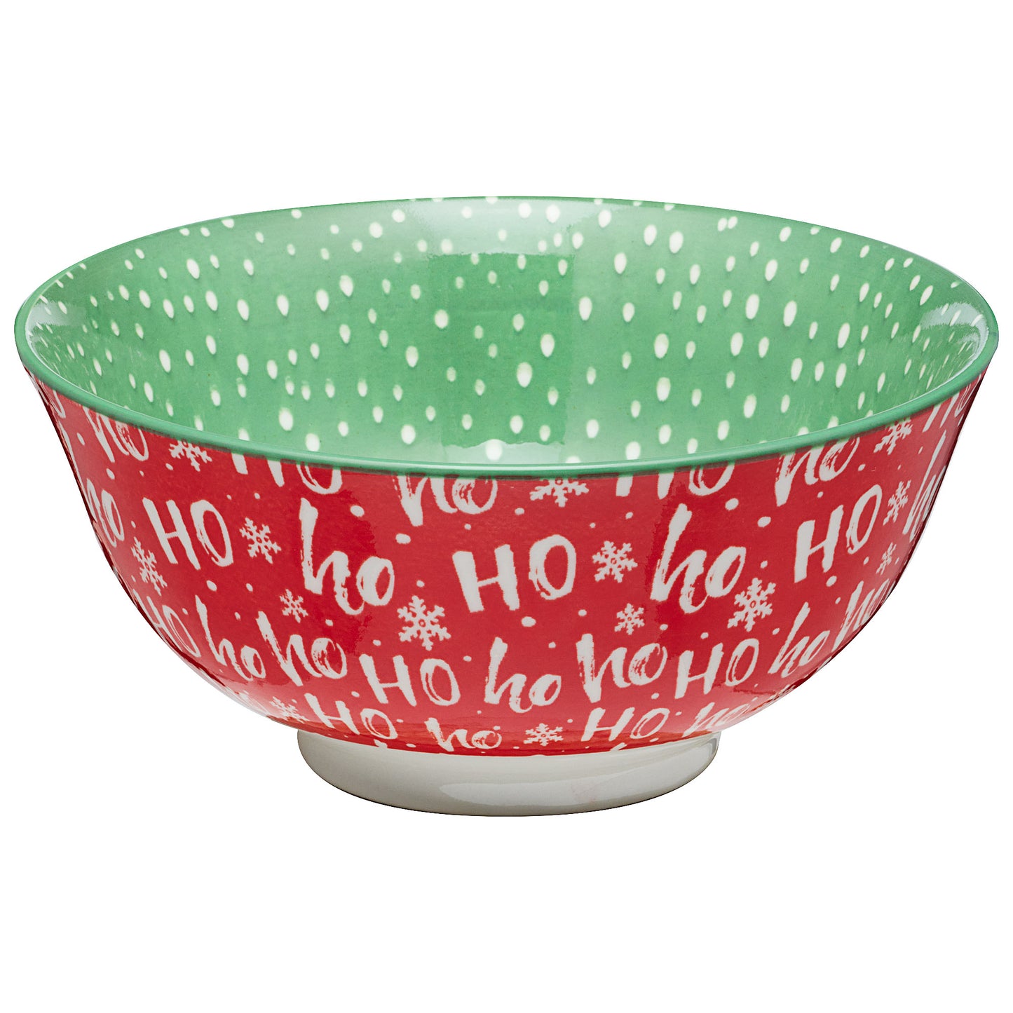 Ceramic Bowl Ho Ho Red & Green 15.3cm