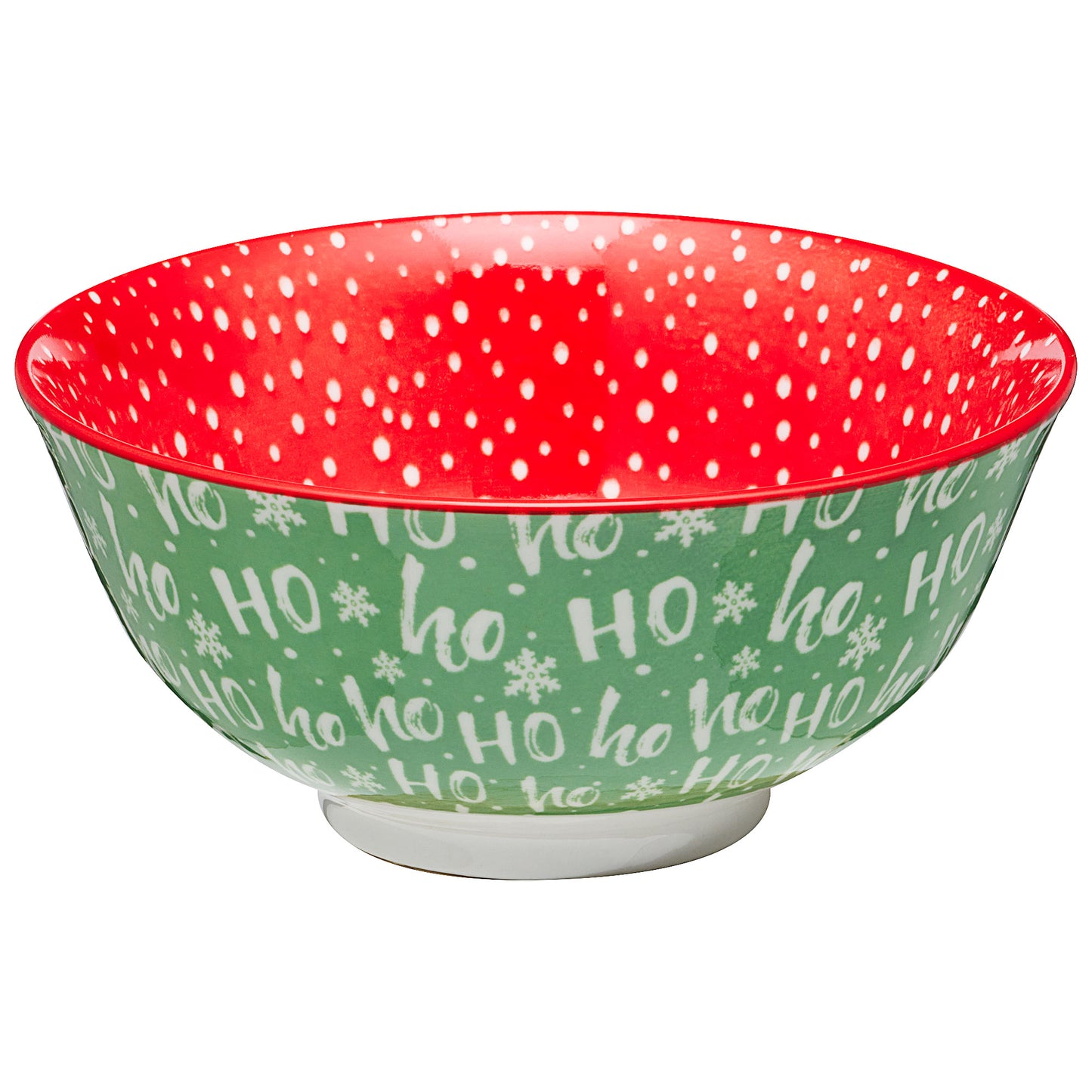 Ceramic Bowl Ho Ho Red & Green 15.3cm