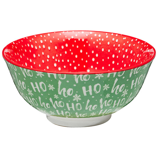 Ceramic Bowl Ho Ho Red & Green 15.3cm