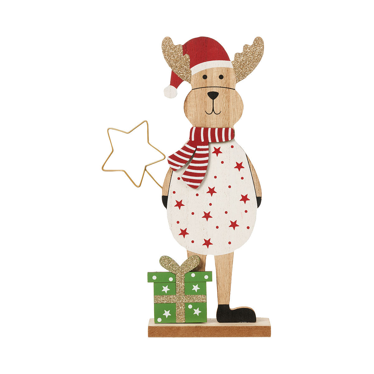 Wooden Standing Decoration Reindeer/Santa With Star