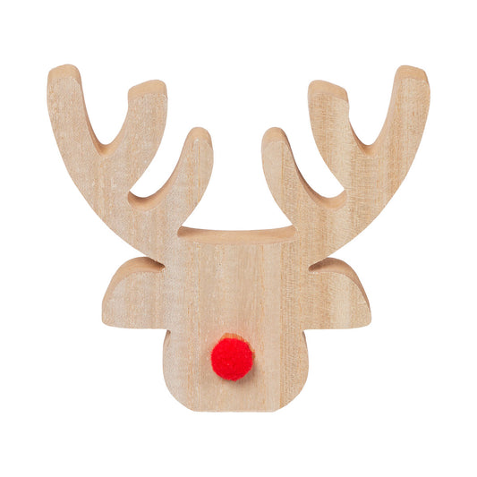 Wooden Reindeer Head Figure