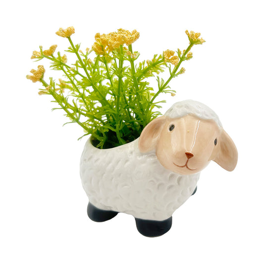 Novelty Sheep With Faux Plant